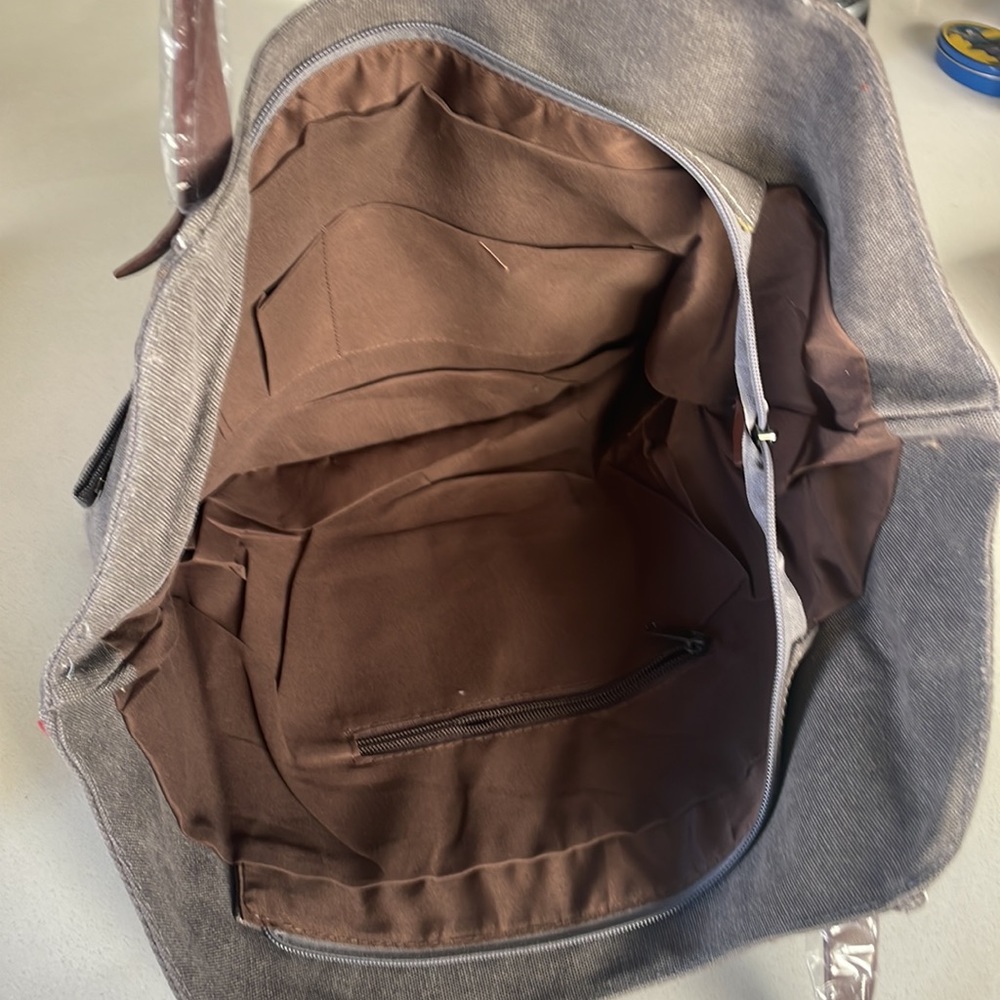 Charcoal Zipper Canvas Minimalist Tote Bag - Picture 6 of 8